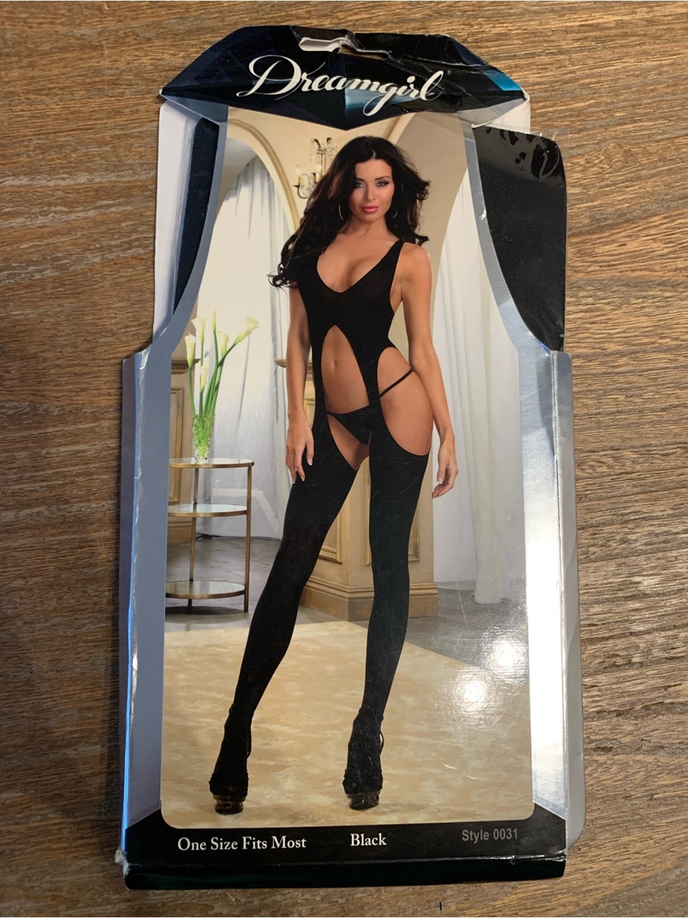 New Dreamgirl Black Sexy Sheer Suspender Tank Bodystocking Bodysuit Catsuit